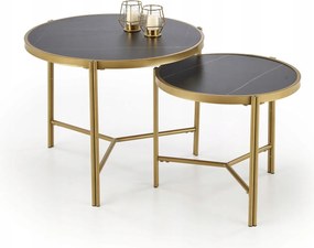 Fatima Halmar glamour dohányzóasztal szett, fekete márvány arany szín