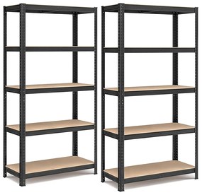 5-szintes acél polcrendszer, 2db, fekete
