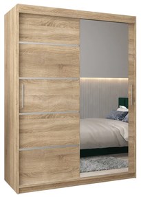 Ruhásszekrény 150 cm tükörrel Verika 2 150 (szonoma tölgy). 1064208