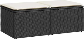 vidaXL 2 részes fekete polyrattan akácfa kerti ülőgarnitúra párnával