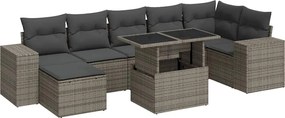 vidaXL 8 részes szürke polyrattan kerti ülőgarnitúra párnákkal