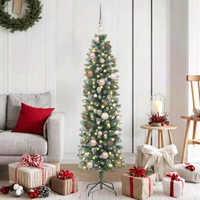 Mű Karcsú Karácsonyi Fa LED -es lámpákkal Zöld 150 cm