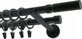Dupla függönykarnis Fém 19+19mm Fekete Matt 280cm Waldo