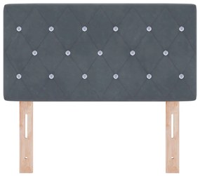 Fejtámla Kristálygombos Párnázott Sötétszürke 80 cm Bársony
