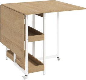 Összecsukható étkezőasztal, akár 4 fő részére, nyitott polcokkal, natúr