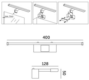 LED Fürdőszobai tükörmegvilágítás LED/8W/230V 4000K IP44 40 cm