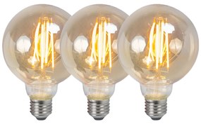 3 darabos szett E27 szabályozható LED izzó G95 füst 5W 380lm 2200K