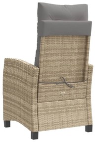 vegyes bézs polyrattan dönthető kerti szék párnákkal