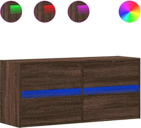 vidaXL barna tölgyszínű fali TV-szekrény LED-del 100x31x45 cm