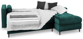 Santo olajzöld kinyitható bársony sarokkanapé, jobb oldali - Milo Casa