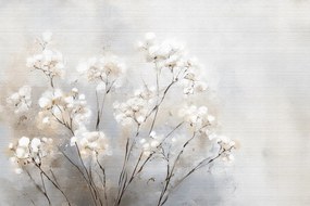 Fotótapéta Flizelina Természet Fehér Virágok Gipszkarton Hygge Boho 312x219 ragasztó