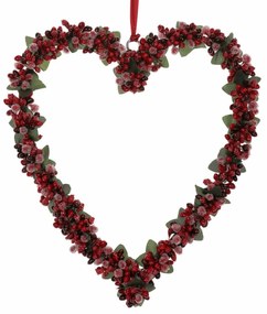 Függő téli dekoráció Szív bogyókkal II, 25 cm, 25cm