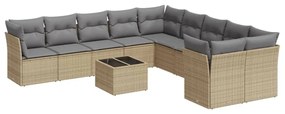 11 részes bézs polyrattan kerti ülőgarnitúra párnákkal