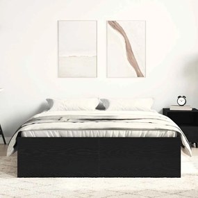 fekete tölgy színű szerelt fa ágykeret matrac nélkül 120x190 cm