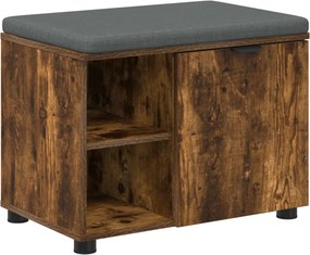 vidaXL Előtér pad Füstölt Tölgy 60 x 38 x 46 cm Műanyag Fa és Szövet