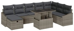 Kerti Kanapé Szett 9 pcs Szürke polirattan