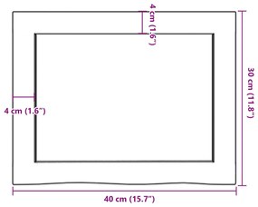 világosbarna kezelt tömör tölgyfa fali polc 40x30x(2-6) cm