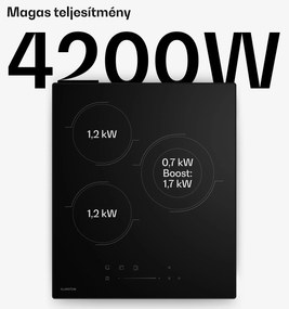 Klarstein Velaire üvegkerámia főzőlap, elegáns, minimalista, kompakt, 3 főzőzóna, 4100 W, 45 cm