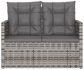 szürke polyrattan kerti pad párnákkal 105 cm
