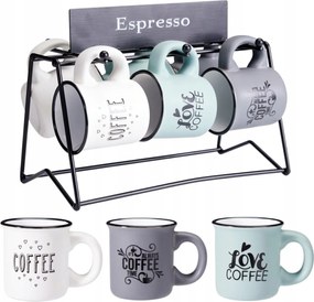 6 db-os Eszpresszó Csésze Készlet Állványon 110 ml dekoratív Ajándék