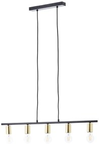 Brilliant - KERRY kábeles csillár 5xE27/40W/230V fekete/sárgaréz