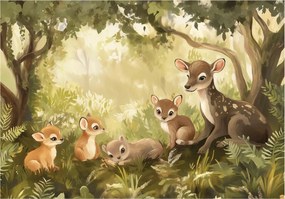 Fotótapéta erdei állatok gyerekeknek szarvasok mesebeli stílusban +ragasztó