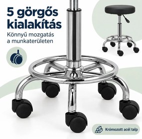 VASHOME gurulós kozmetikai szék, állítható magasság 46–61 cm, 5 görgővel, fekete
