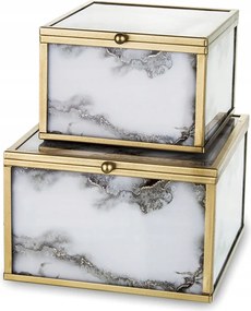 Üveg Ékszertartó Doboz 2db Fehér Arany