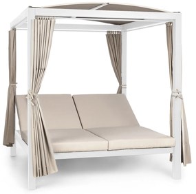 Blumfeldt Eremitage Double XL, napozóágy, 2 személy részére, acélkeret, napernyő, függönyök
