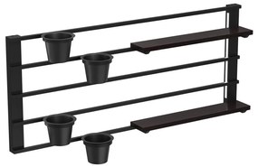 Fali polc virágcserepekkel és LED világítással SHELF 50x118 cm fekete/fenyő