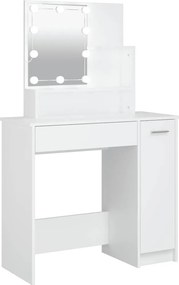 vidaXL fehér fésülködőasztal LED-del 86,5 x 35 x 136 cm