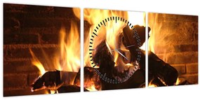 Kép - Tűz (órával) (90x30 cm)