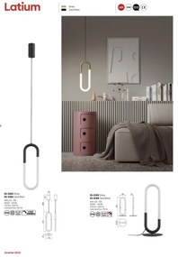 Redo 01-3184 - LED Csillár zsinóron LATIUM LED/9W/230V fekete