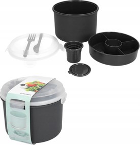 Ebéddoboz rekesszel és evőeszközökkel szürke uzsonnás doboz a munkához