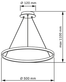 LED Csillár zsinóron LEA LED/20W/230V 4000K átm. 50 cm matt króm