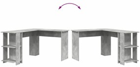 vidaXL Sarokíróasztal Beton Szürke 140 x 113,5 x 75 cm Faanyag