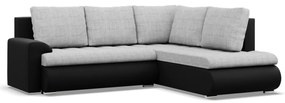 Tokio sarokkanapé, L alakú háttámlával, 2 ágyneműtartóval, fonott + műbőr, jobboldali, szürke - fekete