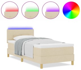 Box Spring Ágy Matraccal &amp; LED Krém 80x200 cm Szövet
