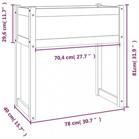 mézbarna tömör fenyőfa növénytartó 78x40x81 cm