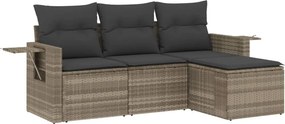 vidaXL 4 részes világosszürke polyrattan kerti ülőgarnitúra párnákkal