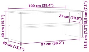 kézműves tölgy színű szerelt fa TV-szekrény 100x40x40 cm