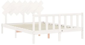 fehér tömör fa ágykeret fejtámlával King Size