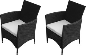 vidaXL 2 db fekete polyrattan kerti szék