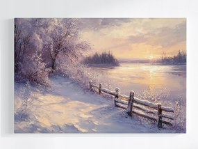 Poszter Tájkép Kilátás Nap Tél Hó Tó Jég 60x40