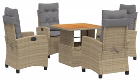 vidaXL 5 részes bézs polyrattan kerti étkezőgarnitúra párnákkal
