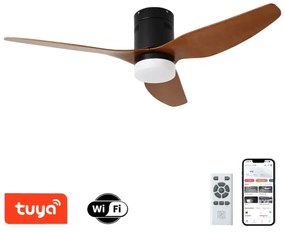 ZEVENTI - LED-es mennyezeti ventilátor PADUA LED/18W/230V Wi-Fi Tuya fekete/barna + távirányító