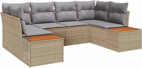 vidaXL Kerti Kanapé Szett párnával 6 pcs Bézs polirattan