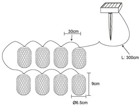 Globo 36129-8 - LED napelemes lánc LED/0,06W/3V 650 cm IP44