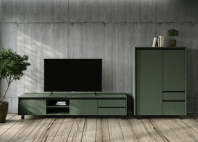 Komód, smoke zöld/fekete, LONGY REG2D1S1K