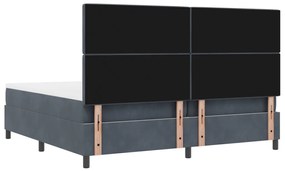 Boxspring Ágy Mattal Sötétszürke 200x200 cm Bársony